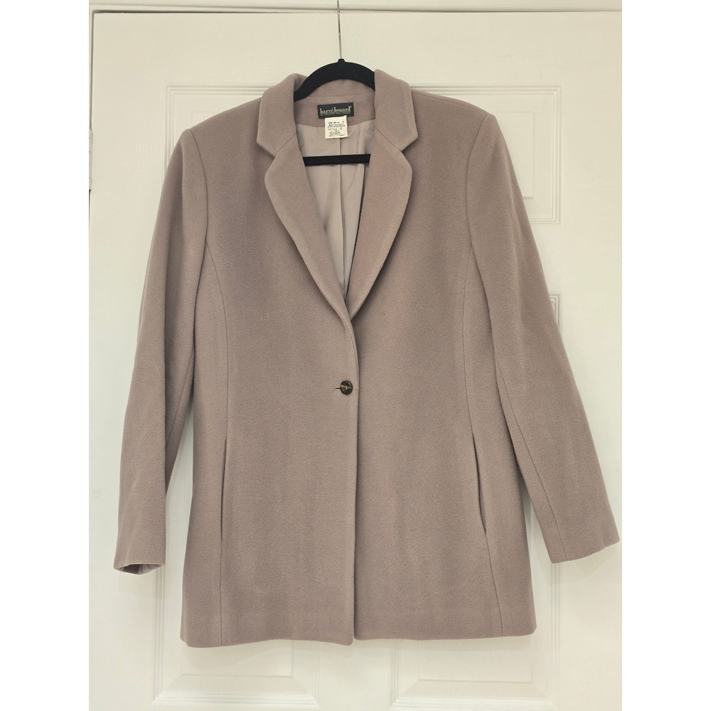 Harve Benard Wool Cashmere Blend Blazer Coat Mauve Taupe Size 12 99M 3300 49